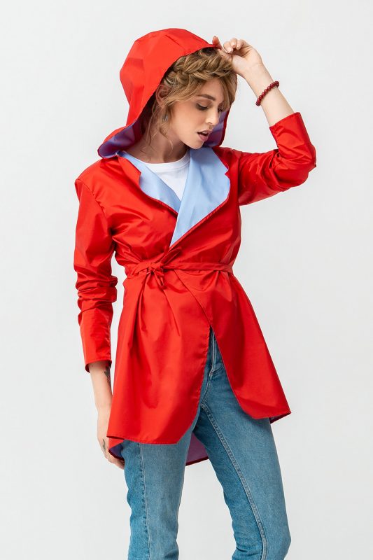 Red hood rain jacket