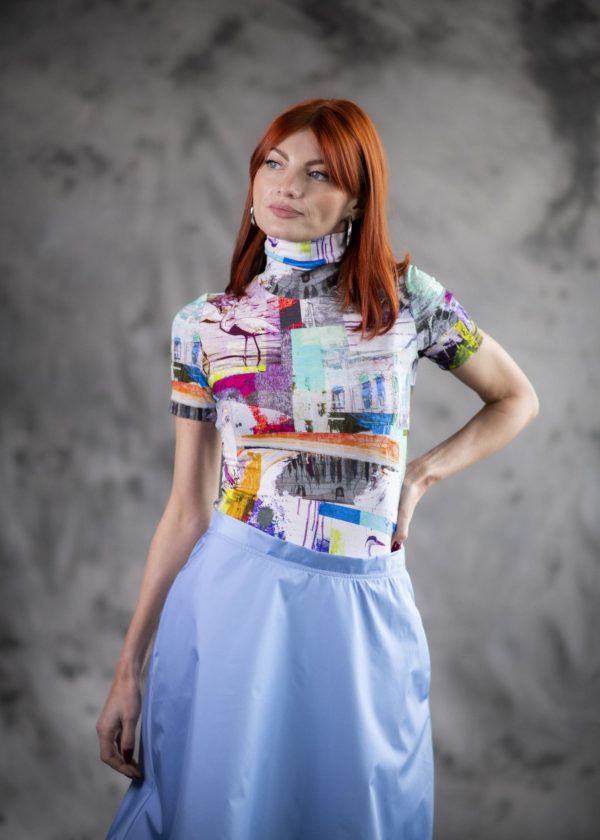 Modern Graffiti Short-Sleeve Turtleneck