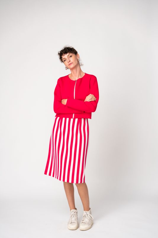 Pink Striped Neoprene Skirt